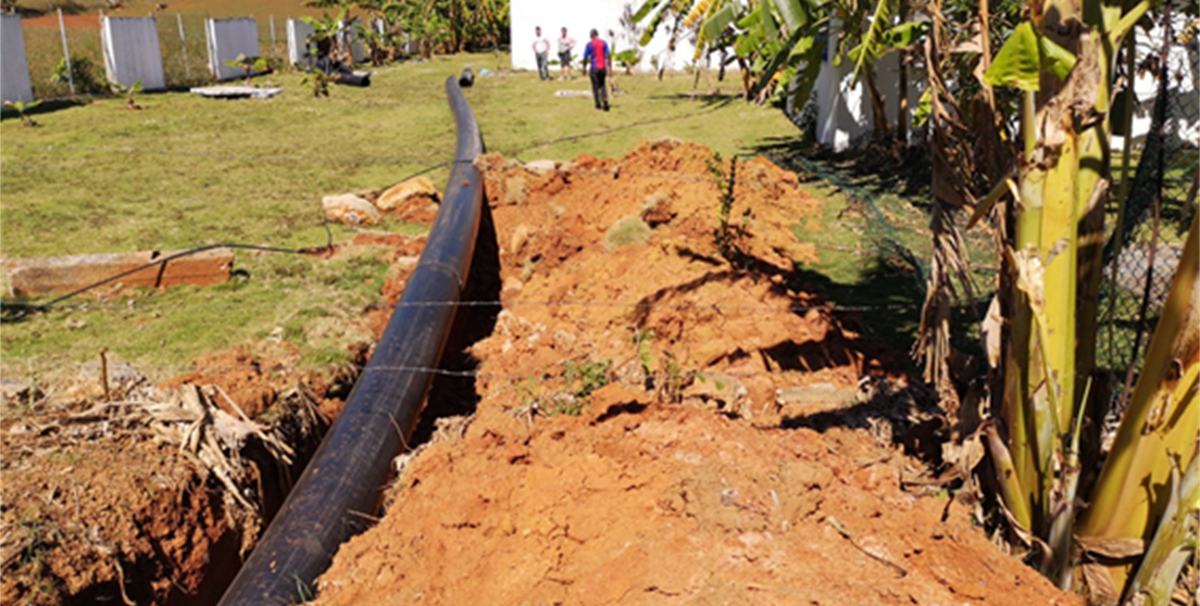 Obras de construcción del acueducto en la Palma, Cuba